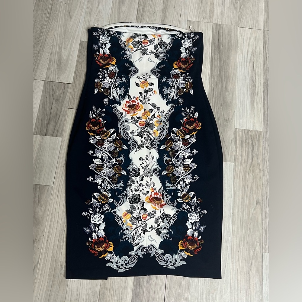 Floral Strapless Mini Dress-Size:14 - Picture 5 of 5